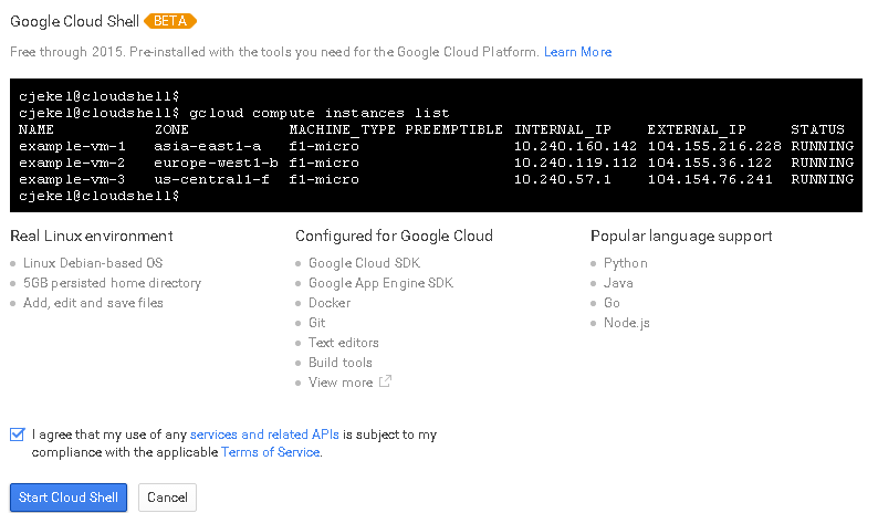 Google Cloud Shell Prompt